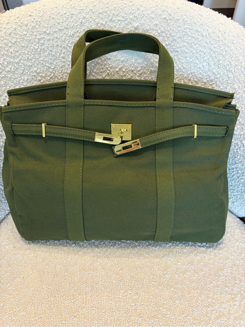 Brand new CARGO green canvas BOATKIN Birkin tote bag